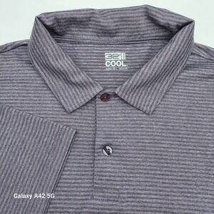 32 Degrees Cool Men's XXL Heathered Stripe Polo Shirt Short Sleeve Golf Casual